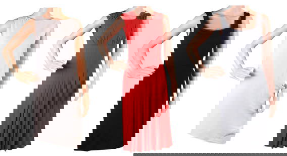 Three Designer Cocktail Dresses: Three Designer Cocktail DressesComprising, a red Gilmar acetate and silk dress, size 42, a white Brunello Cucinelli cream silk dress, size XS, and an Anna Molinari black dress, size I 38.Wear associat
