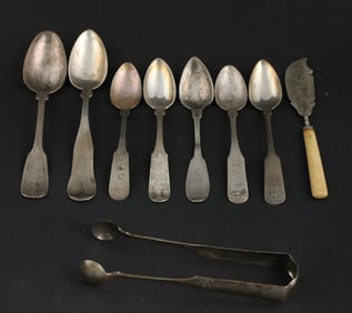 Rhode Island, MA, and CT Coin Silver Flatware