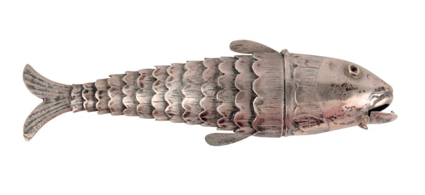 800 Silver Articulated Fish Spice Box