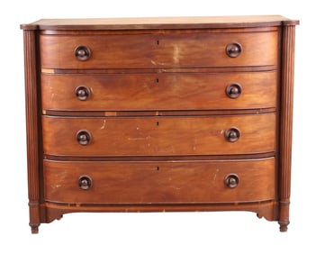 Federal Mahogany Bowfront Chest with Turret Corners