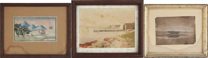 T. Edmund, Harbor Scene, Watercolor