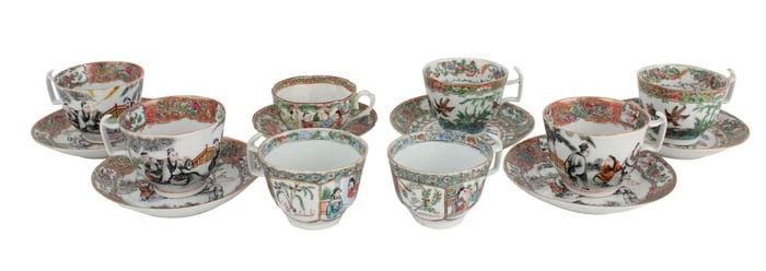 Group of Assorted Chinese Teacups and Saucers