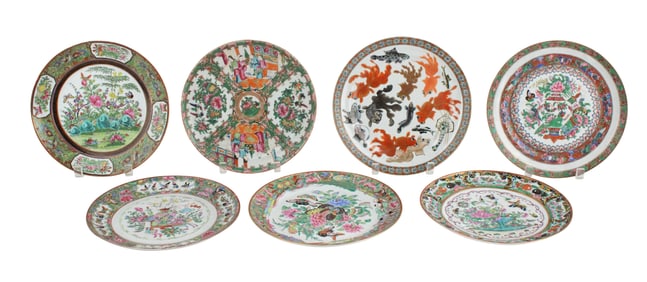 Seven Assorted Chinese Export Porcelain Plates
