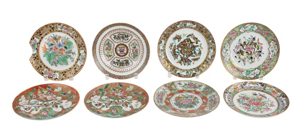 Eight Assorted Chinese Export Porcelain Plates