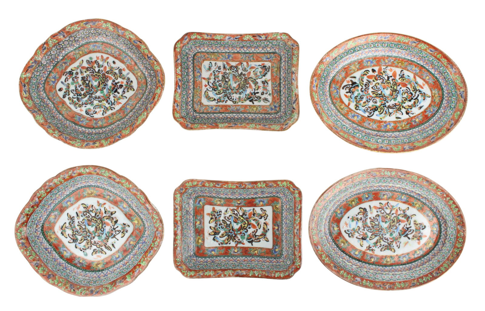 Six Chinese Export Thousand Butterflies Platters (1 of 20)