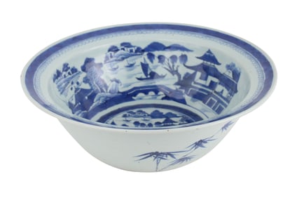 Chinese Blue Canton Punch Bowl