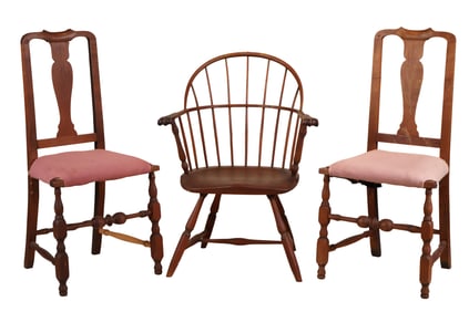 Two Nearly Identical Queen Anne Maple Side Chairs