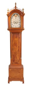 Federal Brass and String Inlaid Mahogany Willard-Type Tall Case Clock