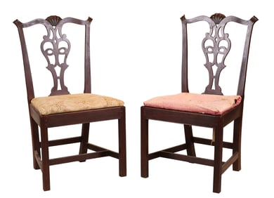 The John Brown Pair of Chippendale Carved Mahogany Side Chairs
