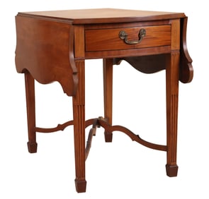 The John Brown Chippendale Figured Mahogany Arched Cross-Stretchered, Pembroke Table