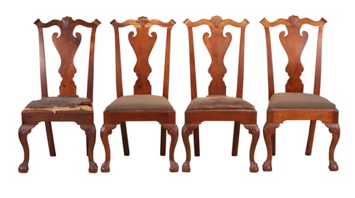 The John Brown Set of Four Chippendale Shell-Carved Walnut Side Chairs