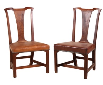 The Brown Family Pair of Chippendale Figured Mahogany Side Chairs