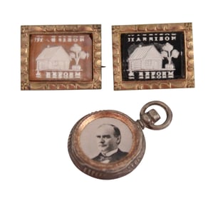 Two Glass Solfids William Henry Harrison Campaign Buttons