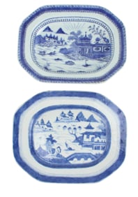 Two Chinese Blue Canton Platters
