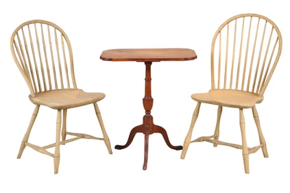 Two Nearly Identical White Painted Bow-Back Windsor Side Chairs