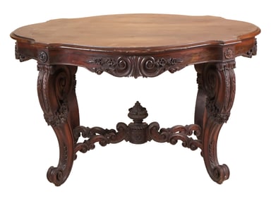 Victorian Carved Walnut Center Table