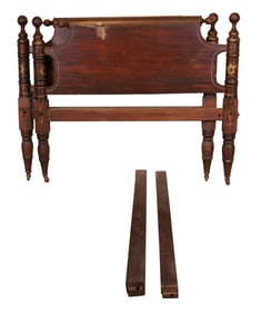 Classical Grain-Painted and Stencil-Decorated Bedstead