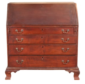 Queen Anne Figured Maple Slant Front Desk