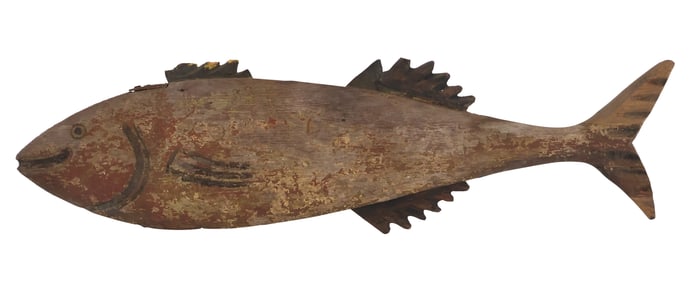 Painted and Carved Wood Fish Weathervane