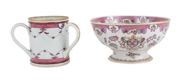 Chinese Export Famille Rose Armorial Footed Bowl