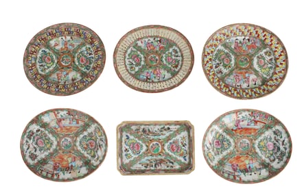 Six Rose Medallion Porcelain Platters