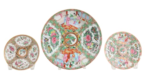 Nine Rose Medallion Porcelain Soup Bowls