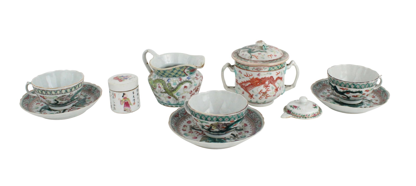 Group of Dragon Decorated Porcelain Table Articles (1 of 14)