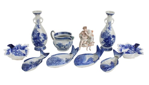 Four Chinese Blue and White Fish-Form Spoon Rests