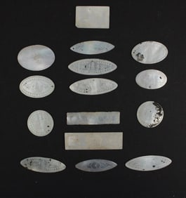 Carved Pagoda Decorated Mother of Pearl Wist Counters