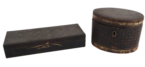 Two Chinese Lacquer Covered Boxes
