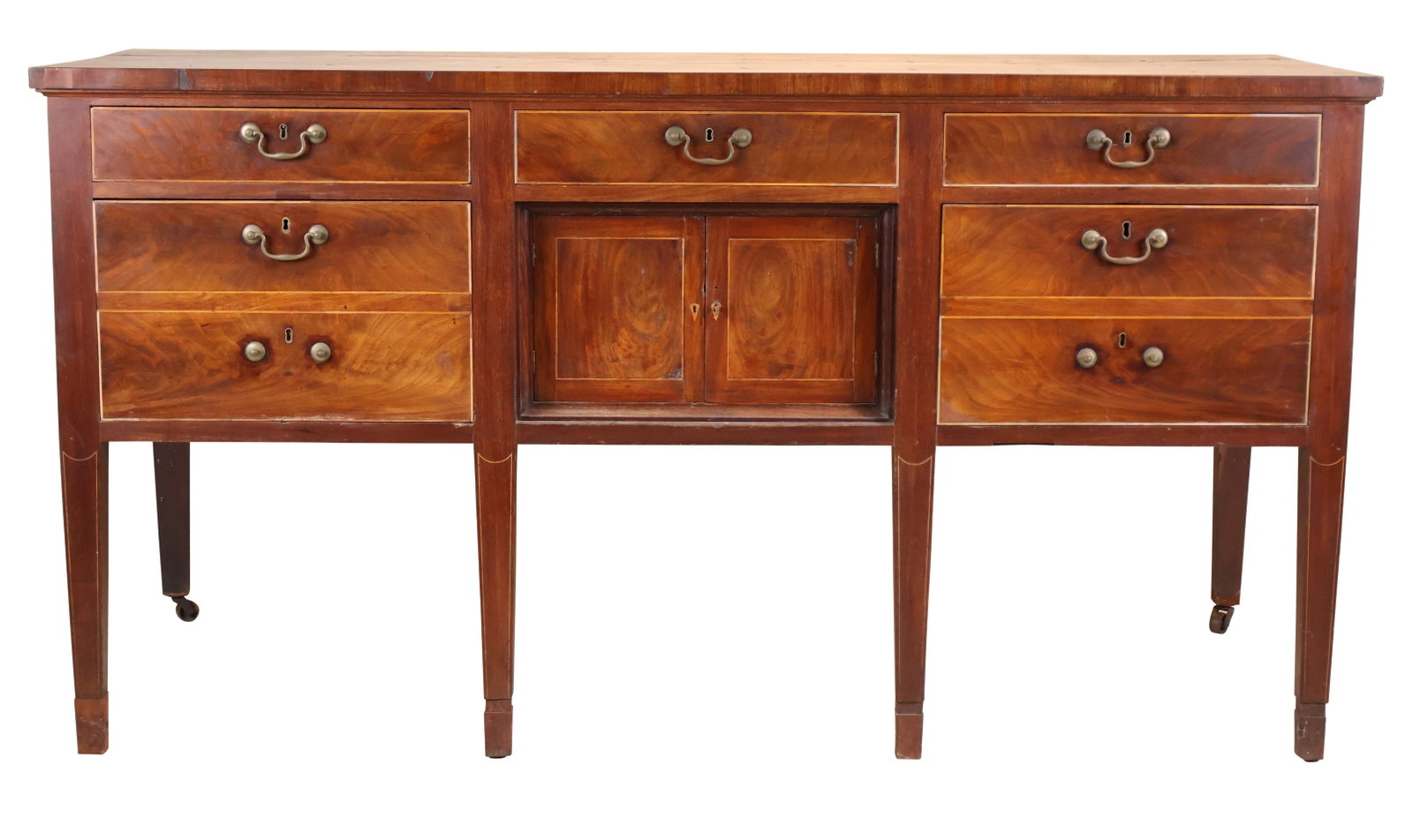 Federal Inlaid Mahogany Sideboard: Federal Inlaid Mahogany Sideboard Rhode Island, c. 1795. Provenance: Descended through the Herreshoff Family line 37 x 72 x 29 1/2 in. (94 x 182.9 x 74.9 cm.)