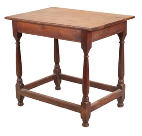 William & Mary Turned Maple Stretcher-base Tavern Table