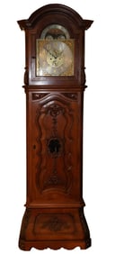 Rococo Style Carved Walnut Tall Case Clock