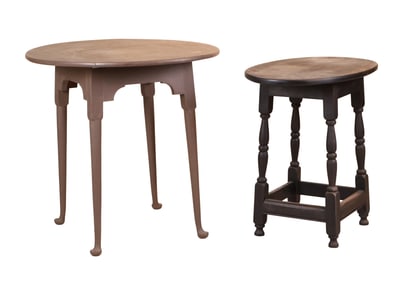Queen Anne Gray-Painted Tavern Table