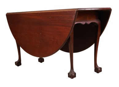 Chippendale Carved Mahogany Drop Leaf Dining Table