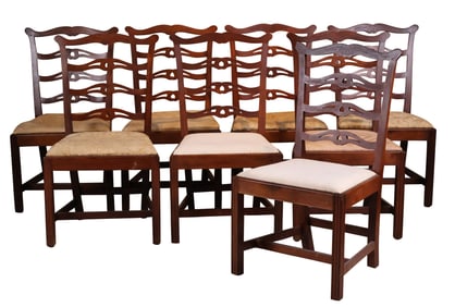 The John Brown Set of Eight Chippendale Mahogany Ribbon-Back Side Chairs