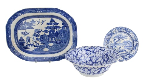 Blue Transferware "Blue Willow" Pattern Platter