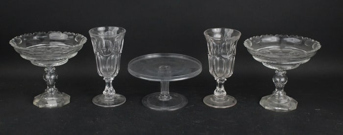 Pair of Colorless Glass Compotes