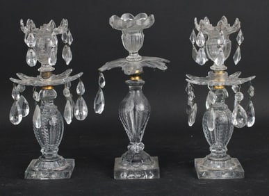 Three George III Colorless Glass Candlesticks