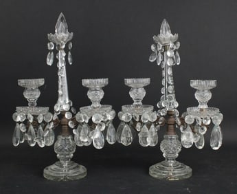 Pair of Regency Colorless Glass Candelabra