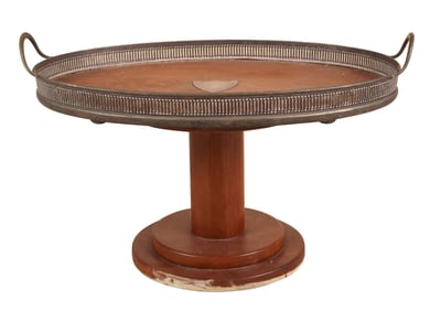 Georgian Style Silvered-Metal Mounted Oak Oval Tray Trophy