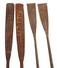 Pair of Black-Painted Pine Guide Boat Paddles