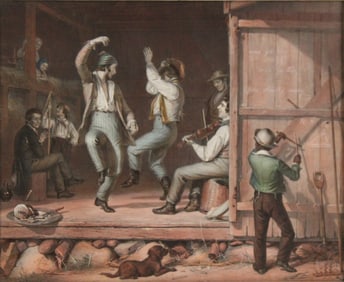 William Sidney Mount, 1807-1868, Music is Contagious, Hand Colored Lithograph