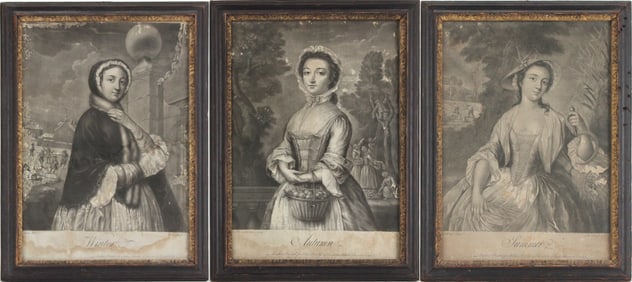 After Samuel Wale, 1721-1786, The John Brown set of Three Mezzotints, Autumn, Summer and Winter