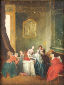 Follower of Jean Baptiste Joseph Pater, 1695-1735, La Toilette, Oil on Board