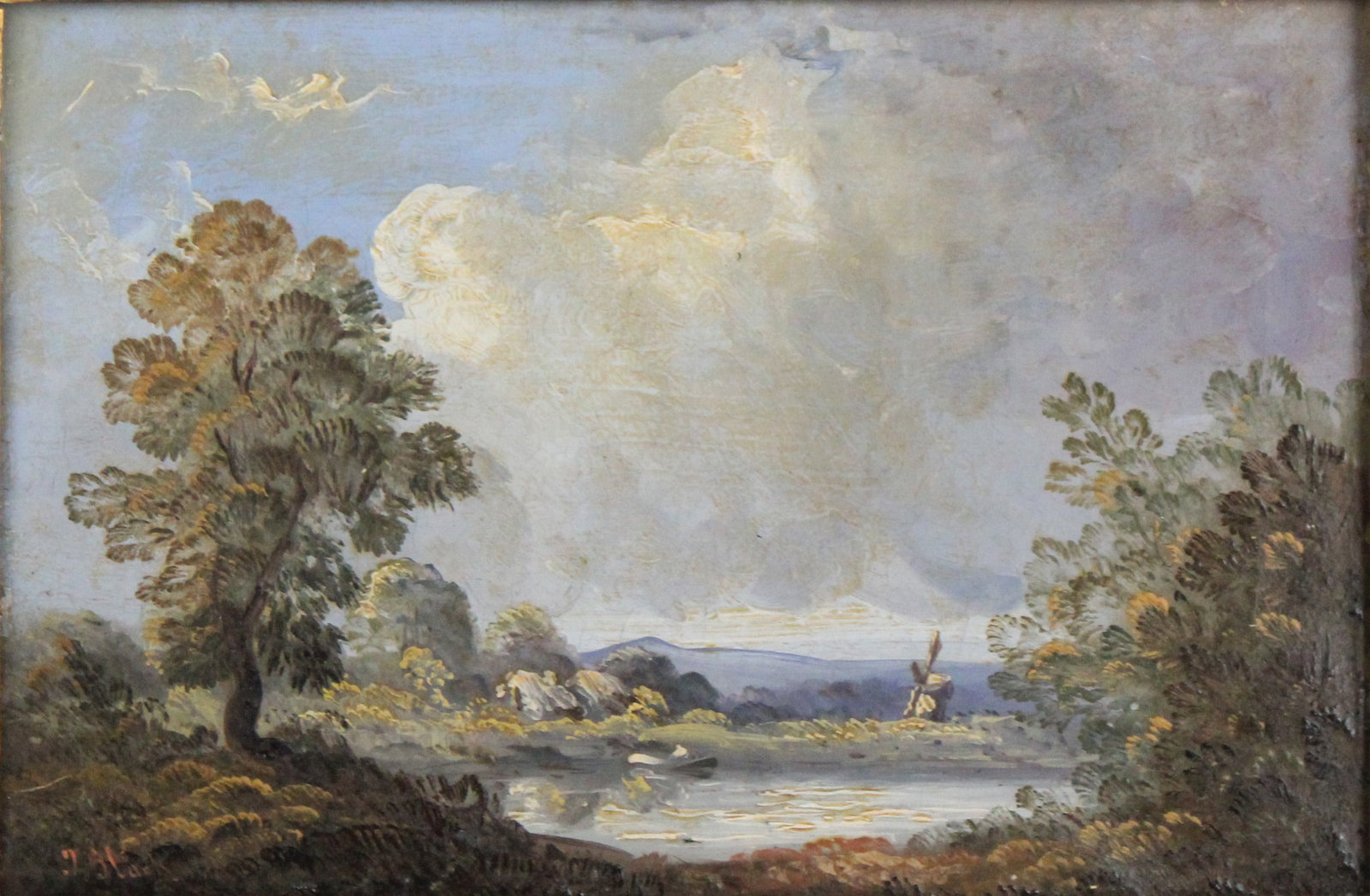 James Stark (British, 1794-1859), Bucolic Landscape, Oil on Canvas: James Stark (British, 1794-1859), Bucolic LandscapeOil on CanvasSigned l.l. "Stark".Craquelure.Sight: 8 1/2 x 13 in. (21.6 x 33 cm.), Frame: 13 1/4 x 17 1/2 in. (33.7 x 44.5 cm.)