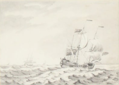 Francis Swaine, British 1725-1782, Ship at Sea, Watercolor