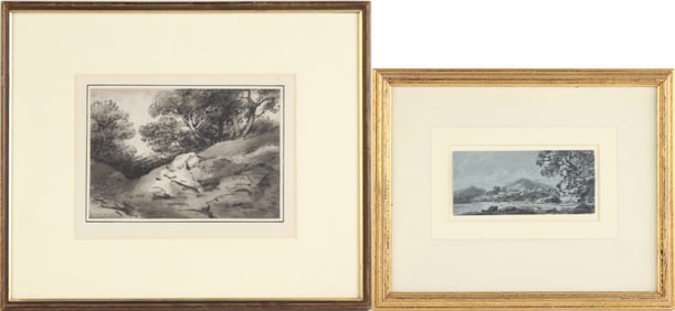 Dr. Thomas Munro, 1759-1833, Two Landscapes, Charcoal and Wash and Stump and Ink