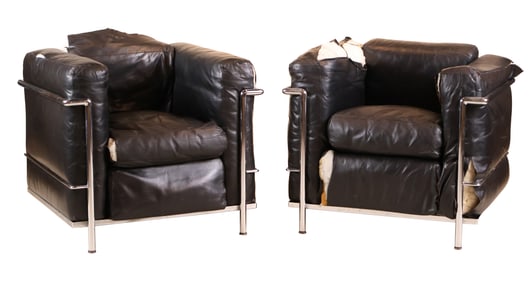Pair of Le Corbusier for Cassina LC2 Petite Modele Chairs