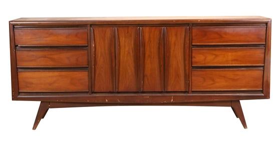 Mid-Century Modern Walnut Low Chest of Drawers